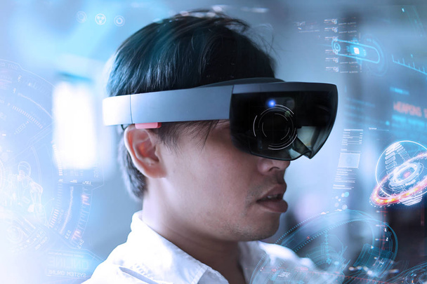 Men playing virtual reality with hololens - Photo, Image