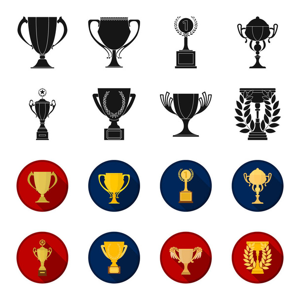 Gold Cup preto, flet ícones na coleção de conjuntos para design. Vencedores Cup vetor símbolo web ilustração
. - Vetor, Imagem