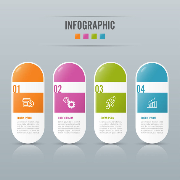 Infographics design vector and marketing icons can be used for workflow layout, diagram, annual report, web design. Business concept with 4 options, steps or processes. - Vector, Image