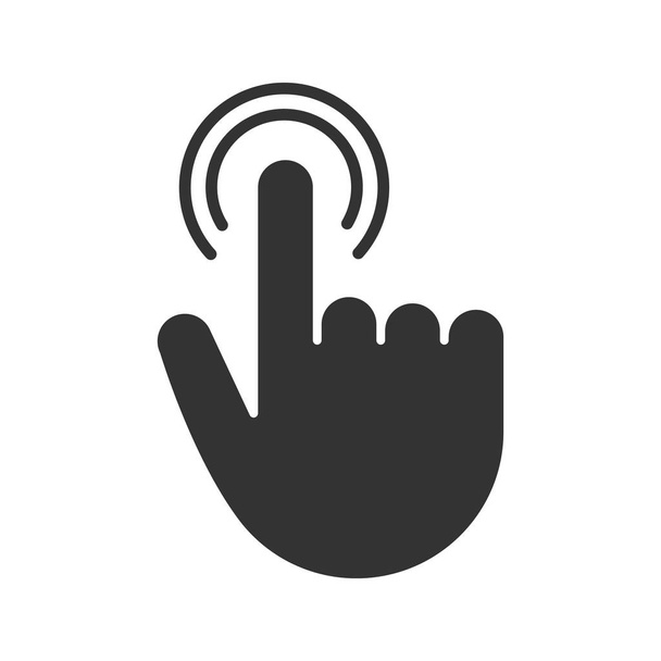 Double touche touche geste glyphe icône. Symbole de silhouette. Maintenez et appuyez sur le bouton. Espace négatif. Illustration vectorielle isolée
 - Vecteur, image