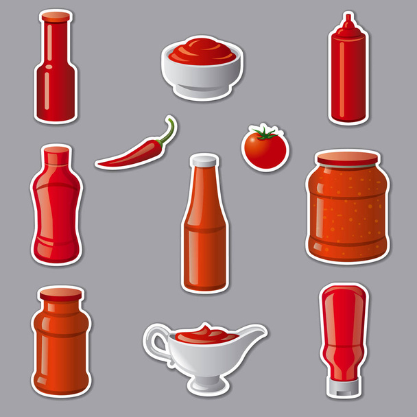 ketchups and sauces stickers - Vektor, kép