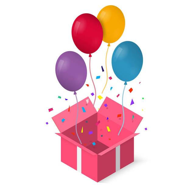 Open gift box with as balloon vector illustration. EPS 10. - Вектор,изображение