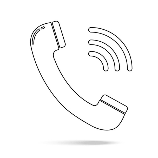 Outline phone icon in trendy flat style isolated on grey background. Handset icon with waves. Telephone symbol for your design, logo, UI. Vector illustration, EPS10. - Vector, Image