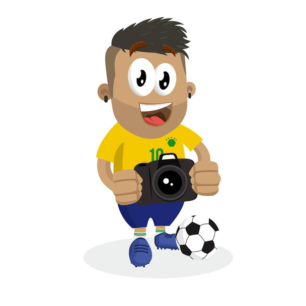 Maskotka Brazylii i tła z kamery pozować z stylu płaski kształt logo lub marki maskotka - Wektor, obraz