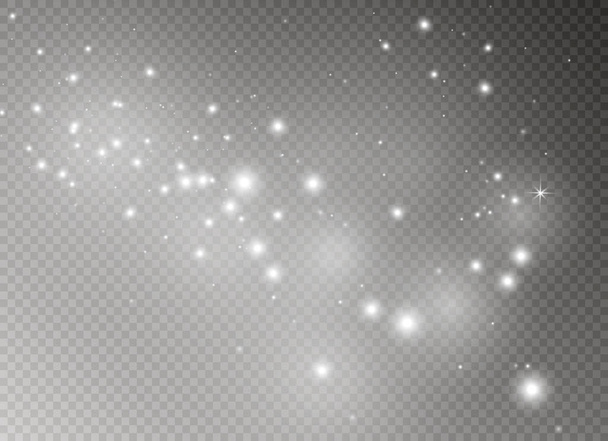 Λευκό σπινθήρες και χρυσά αστέρια glitter ειδικά εφέ φωτισμού. Διάνυσμα αστράφτει σε διαφανές φόντο. Χριστούγεννα Περίληψη - Διάνυσμα, εικόνα