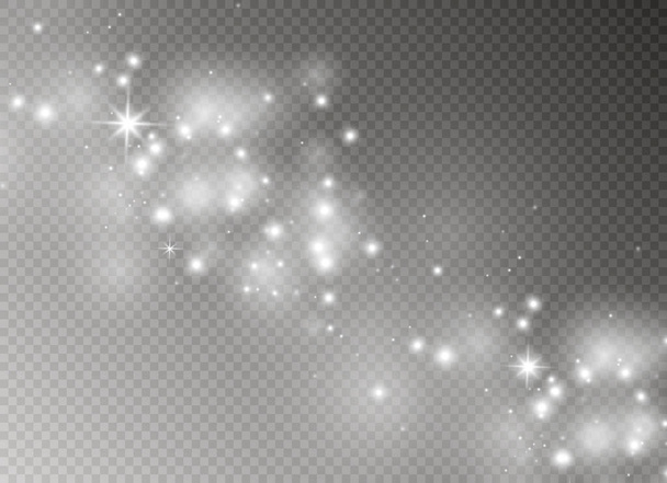 Білі іскри та золоті зірки блищать особливим світловим ефектом. Вектор блищить на прозорому фоні. Різдвяна абстракція
 - Вектор, зображення