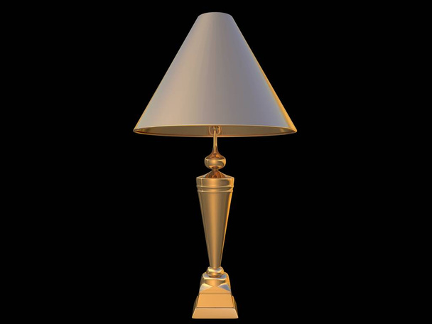 3d renderização de um pingente de lâmpada dourada isolado em um backgr preto
 - Foto, Imagem