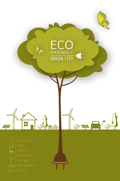 Vector illustration of eco earth - Vektör, Görsel