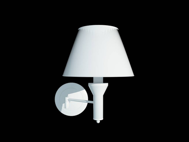 3D-Darstellung eines weißen Lampenanhängers isoliert auf schwarzem Hintergrund - Foto, Bild