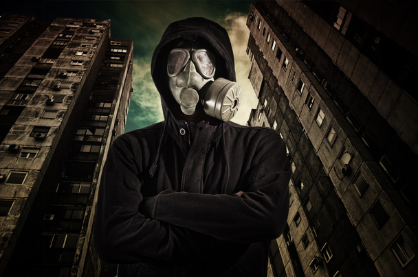 Man wearing gas mask - Фото, изображение