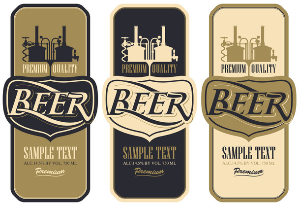 Набір пивних етикеток з пивоварним виробництвом
 - Вектор, зображення