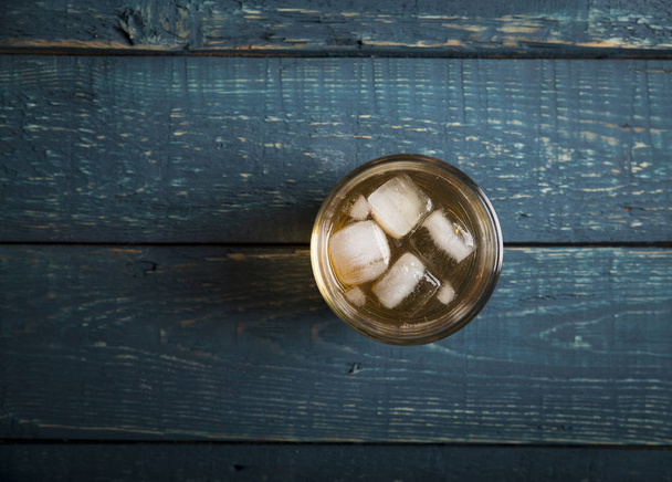 Whiskey with ice. Top view with copy space - Zdjęcie, obraz