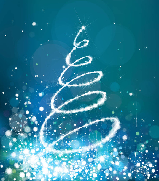 Arbre de Noël spirale en forme sur fond bleu étincelant
 - Vecteur, image