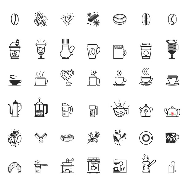 Coffee line Icons - Flat Doodle Style - Vector, Image