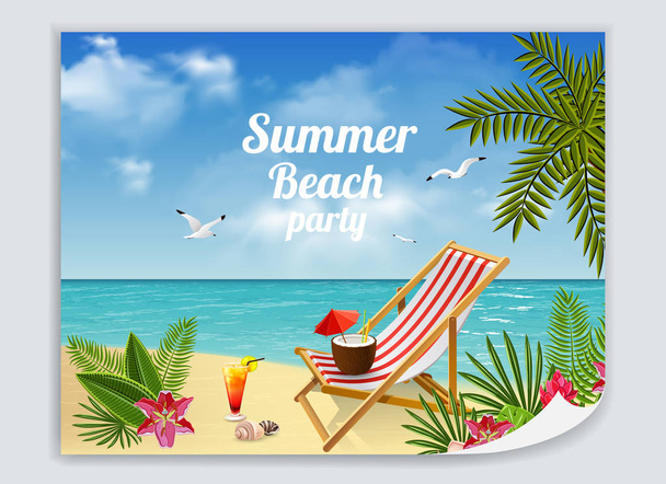 Cartaz do Folheto de Relaxamento na Praia
  - Vetor, Imagem