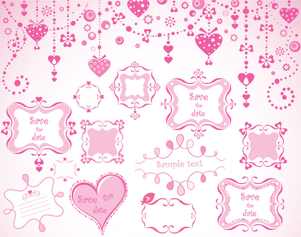 Cute pink frames - Vektor, Bild
