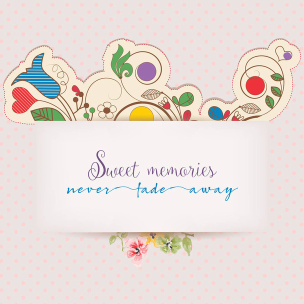 Floral greeting card with text message - Vector, Imagen