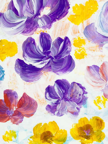 Abstract kleurrijk bloemen, met de hand geschilderde achtergrond - Foto, afbeelding
