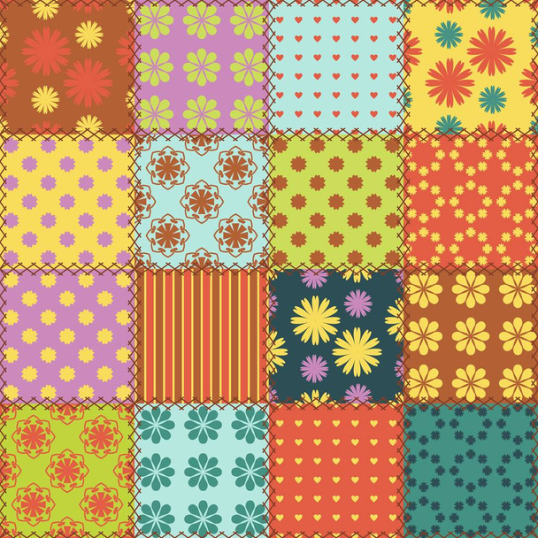 patchwork background quilt with different patterns  - Vector, Image