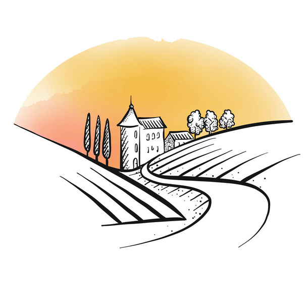 ručně kreslenou farmy domy skica - Vektor, obrázek