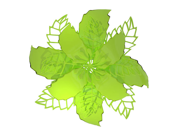 Lime colored metal 3D illustration flower rendering - Фото, изображение