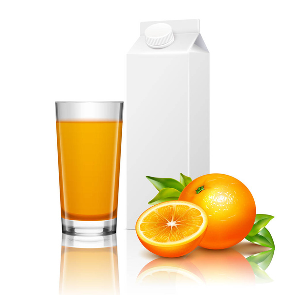 Fruit Juice Packaging Realistic Composition - Vector, Image