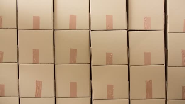 Stos kartonowych pudełek - Materiał filmowy, wideo