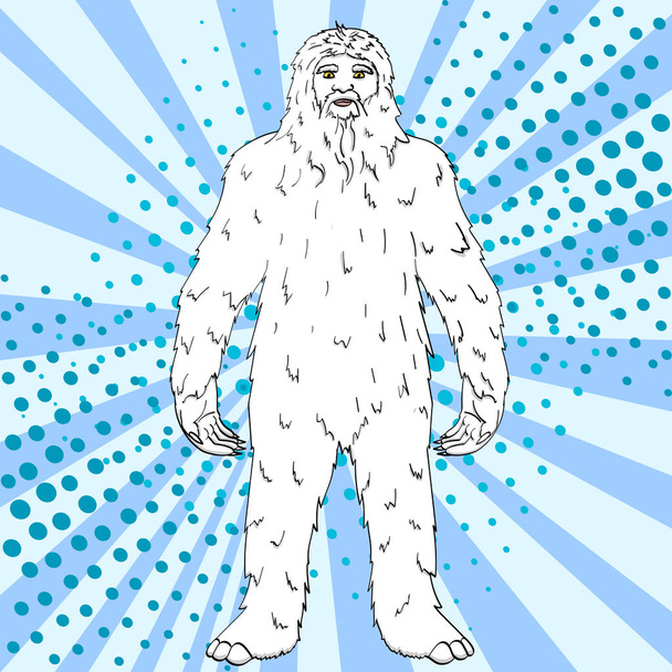Pop art background vector Nepal, Yeti, Abominable Snowman. Color comic book style imitation big foot - Vector, Image