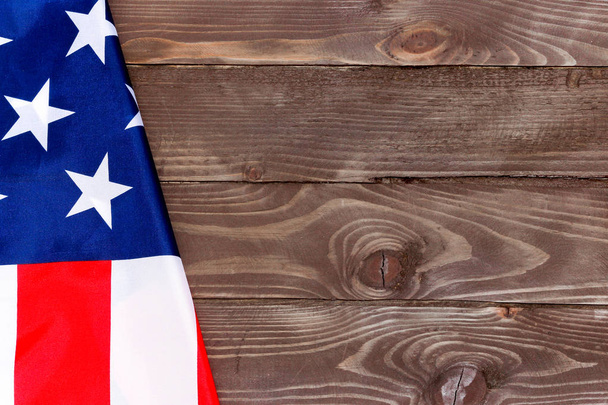 The Flag of the United States of America on wooden background .I - Photo, Image