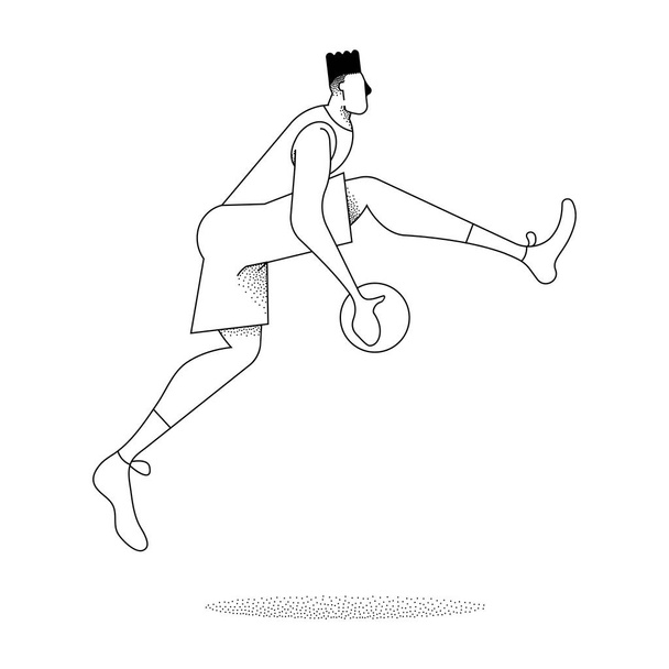Basketball man player jump pose in outline style - Vektor, obrázek