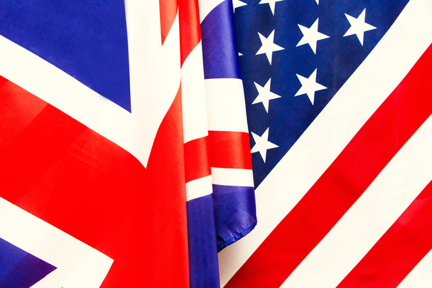 UK flag and USA Flag . Relations between countries . - Fotoğraf, Görsel