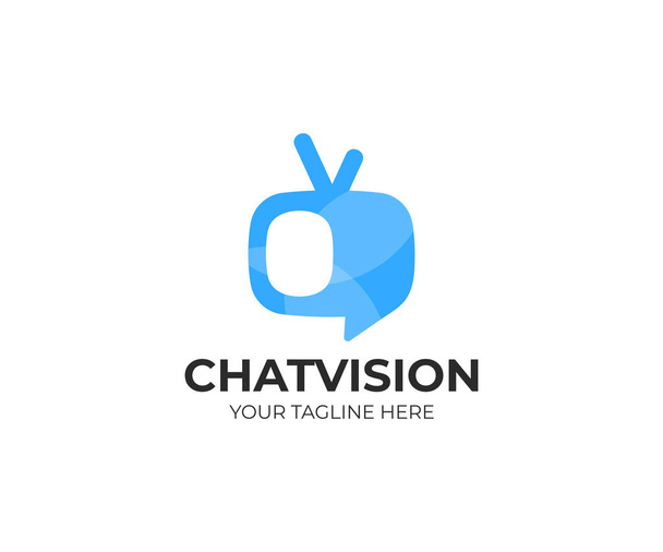 TV chat logo template. Television vector design. TV screen with antenna logotype - Vector, Image