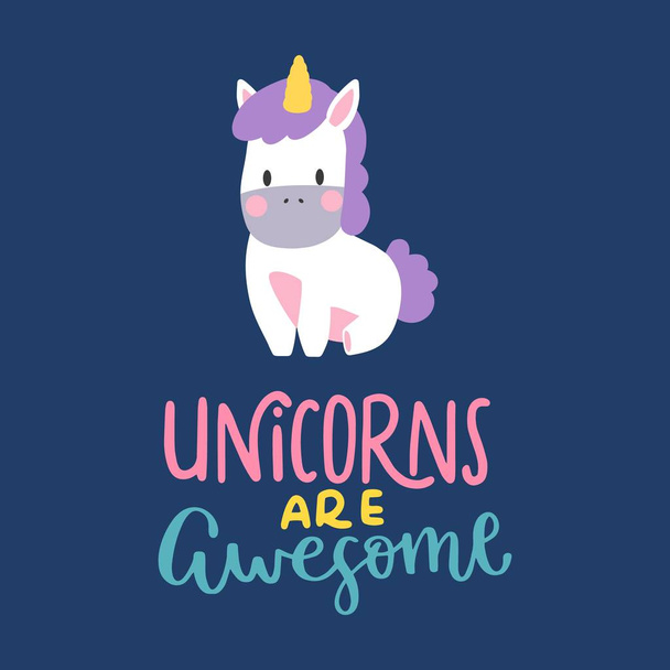 unicorn lettering card - Vector, Image