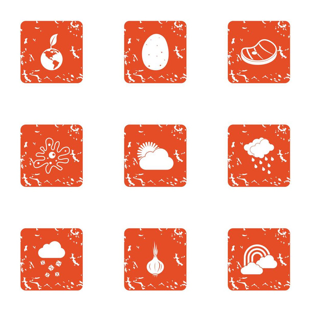 Conservation icons set, grunge style - Vector, Image