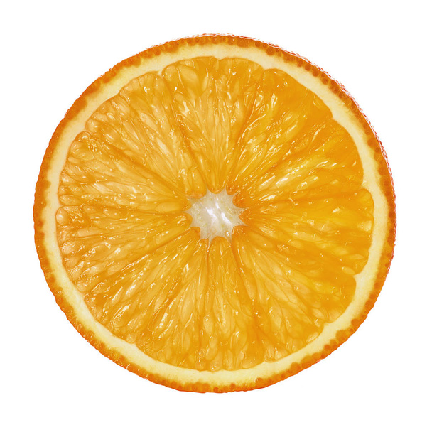 Slice of fresh orange on white background - Фото, изображение