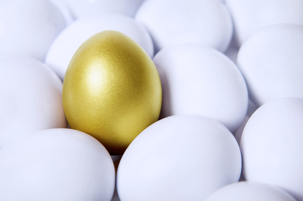 Gold egg in crowds - 写真・画像