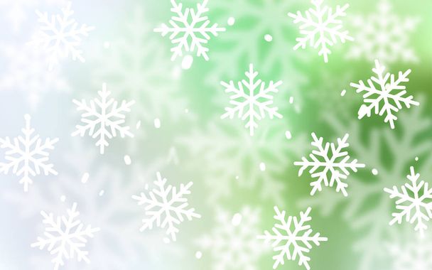Light Green vector background with xmas snowflakes. - Vektör, Görsel