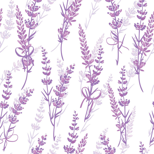 Lavender bouquets purple vector seamless pattern. - Διάνυσμα, εικόνα