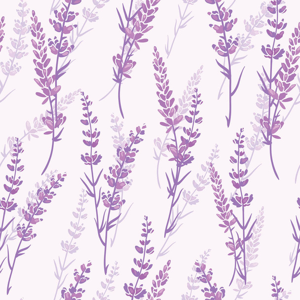 Lavender floral purple vector seamless pattern. - Vecteur, image