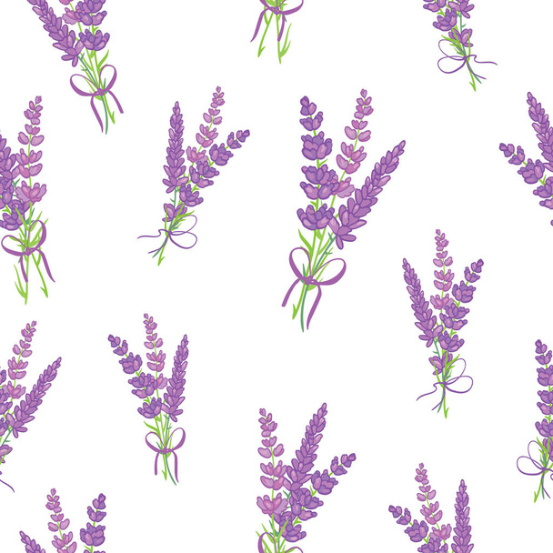 Lavender bouquets purple vector seamless pattern. - Vector, afbeelding
