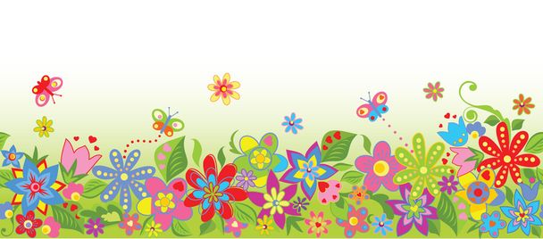 Seamless floral border - ベクター画像