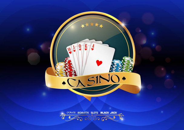 Банер покерного казино з фішками та картами
 - Вектор, зображення