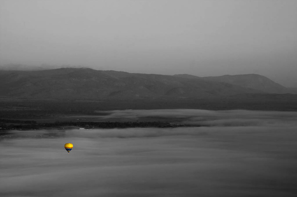 Hot Air Balloon with Black and White Background - Photo, Image