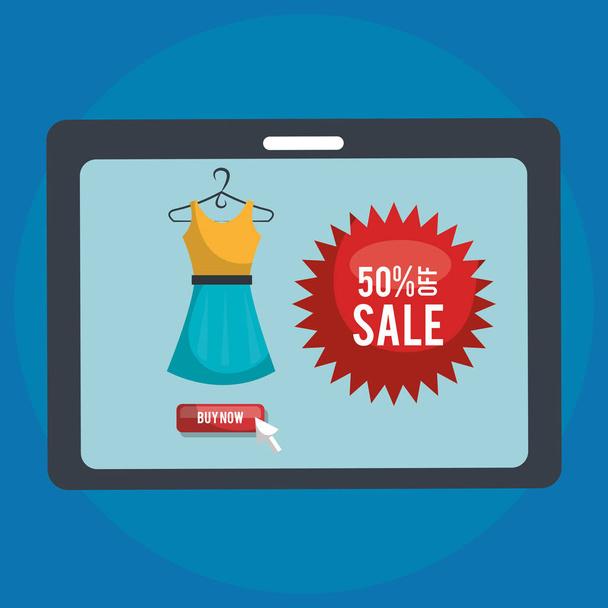 shopping online with tablet - Vector, Image