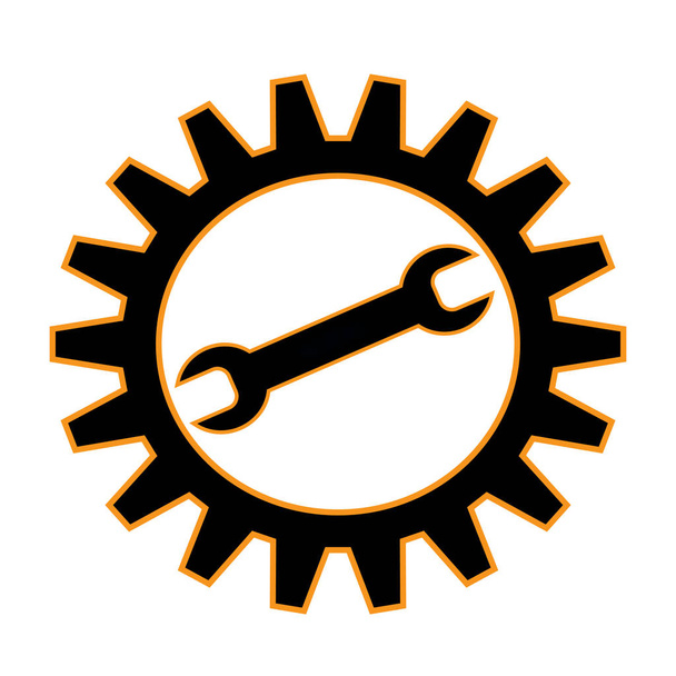 Иконка векторного ключа и шестерни для технического обслуживания на бэкге
 - Вектор,изображение