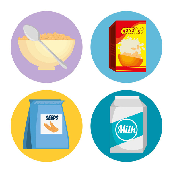 group of nutritive food icons - Vector, Image