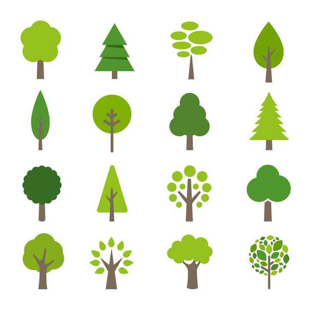 Collection of Trees Icons - Wektor, obraz