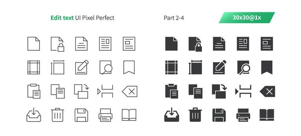 bearbeiten Text ui Pixel perfekt durchdachte Vektor dünne Linie und solide Symbole 30 1x Raster für Web-Grafiken und Apps. einfaches minimales Piktogramm Teil 2-4 - Vektor, Bild