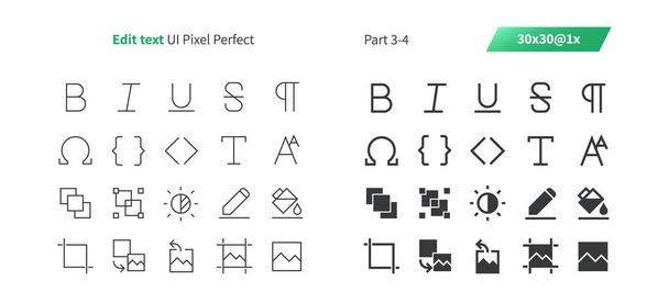 bearbeiten Text ui Pixel perfekt durchdachte Vektor dünne Linie und solide Symbole 30 1x Raster für Web-Grafiken und Apps. einfaches minimales Piktogramm Teil 3-4 - Vektor, Bild