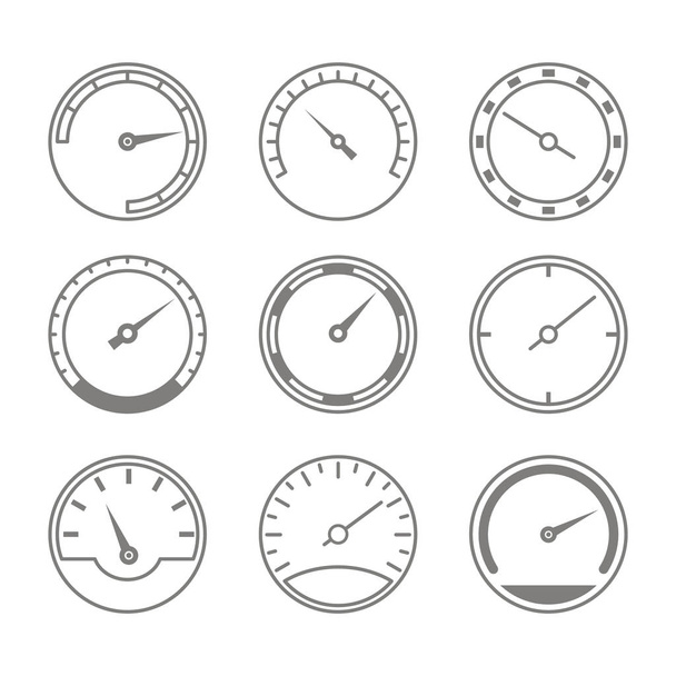 Set of monochrome icons with speedometers for your design - Вектор,изображение